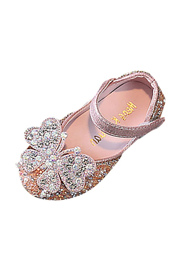 Childrens Shoes Pearl Rhinestones Shining Kids Princess Shoes Baby Girls Shoes for Party and Wedding Dancing Shoes with Brick and Stone Party Dance Shoes to Low Heels to Anti Slip Low Heel