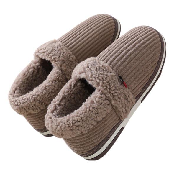 Binhe Fashion Autumn and Winter Men Slippers Home Flat Non Slip Lightweight Cover Heel Plush Warm Simple with Indoor/Outdoor Warm Fuzzy Comfy and Wide Slippers