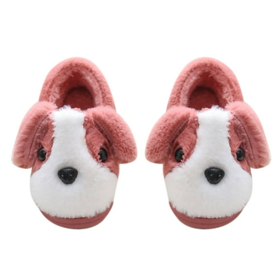 Binhe Girls Boys Home Slippers Suede Warm Dog House Slippers for toddler Winter Indoor Outdoor Shoes with Comfortable and Soft for Heel Behind the Bag