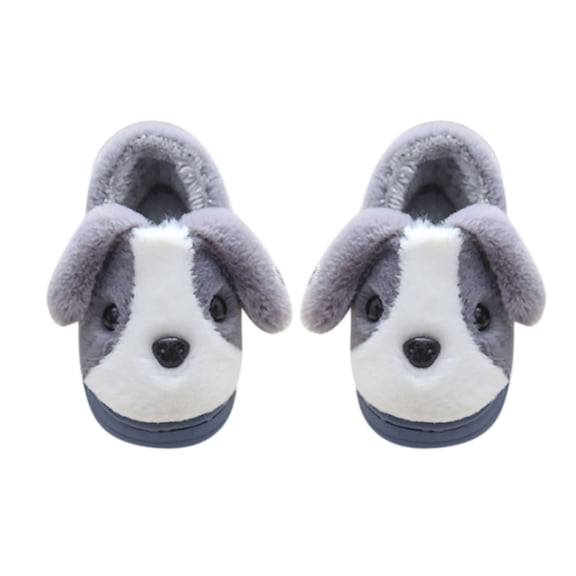 Binhe Girls Boys Home Slippers Suede Warm Dog House Slippers for toddler Winter Indoor Outdoor Shoes with Comfortable and Soft for Heel Behind the Bag