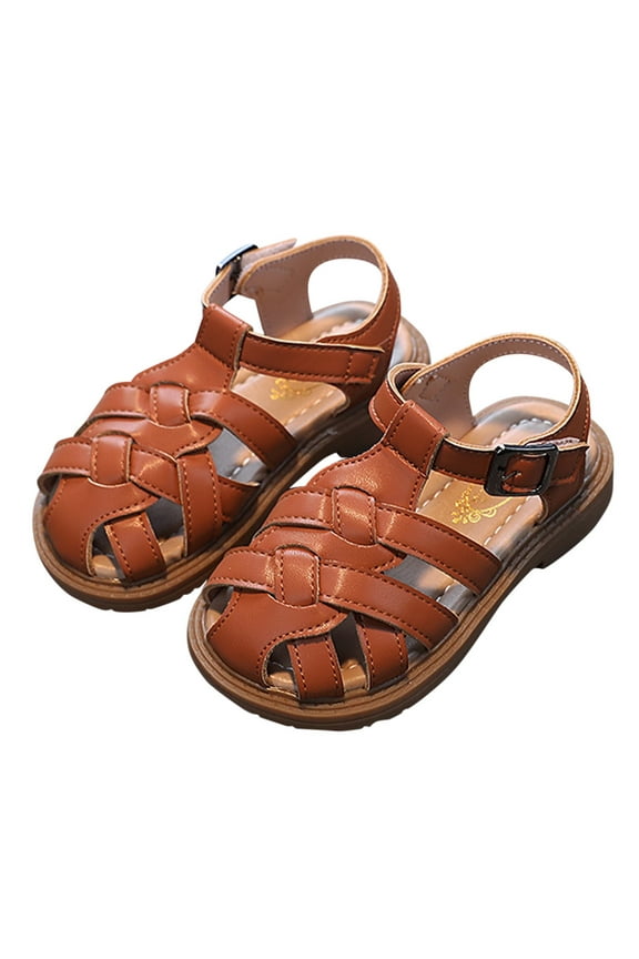 Girls Sandals Toddler Little Kid Closed toe T Strap Flats Dress Sandals Summer Shoes with Comfortable Sandals and Light for Toddler