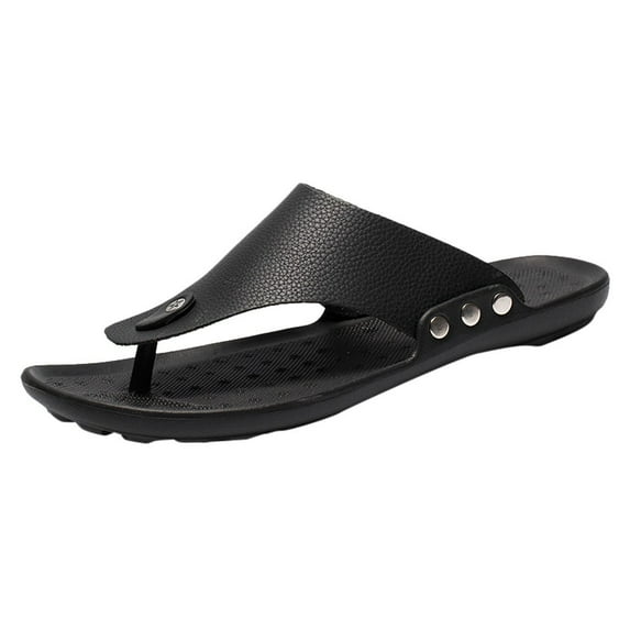 Binhe Men Summer Rome Flip Flop Beach Slipper Comfortable T-Strap Open toe Slipper with Arch Support Impermeable Open toe Beach Leather Thong Sandals Cushion