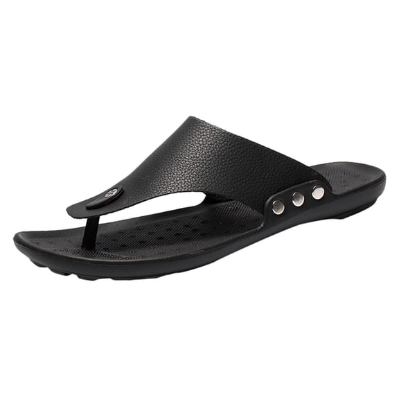 Binhe Men Summer Rome Flip Flop Beach Slipper Comfortable T-Strap Open toe Slipper with Arch Support Impermeable Open toe Beach Leather Thong Sandals Cushion