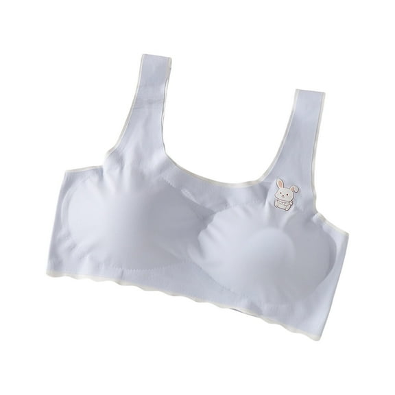 Binhe Teen Girls Sports Bras 1-Pack Racerback Straps Soft Elastic Waistband Cotton Spandex Comfortable No Underwire Thin Bras for Puberty for 12 to 18 Years
