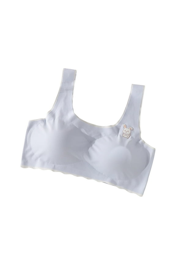 Teen Girls Sports Bras 1-Pack Racerback Straps Soft Elastic Waistband Cotton Spandex Comfortable No Underwire Thin Bras for Puberty for 12 to 18 Years