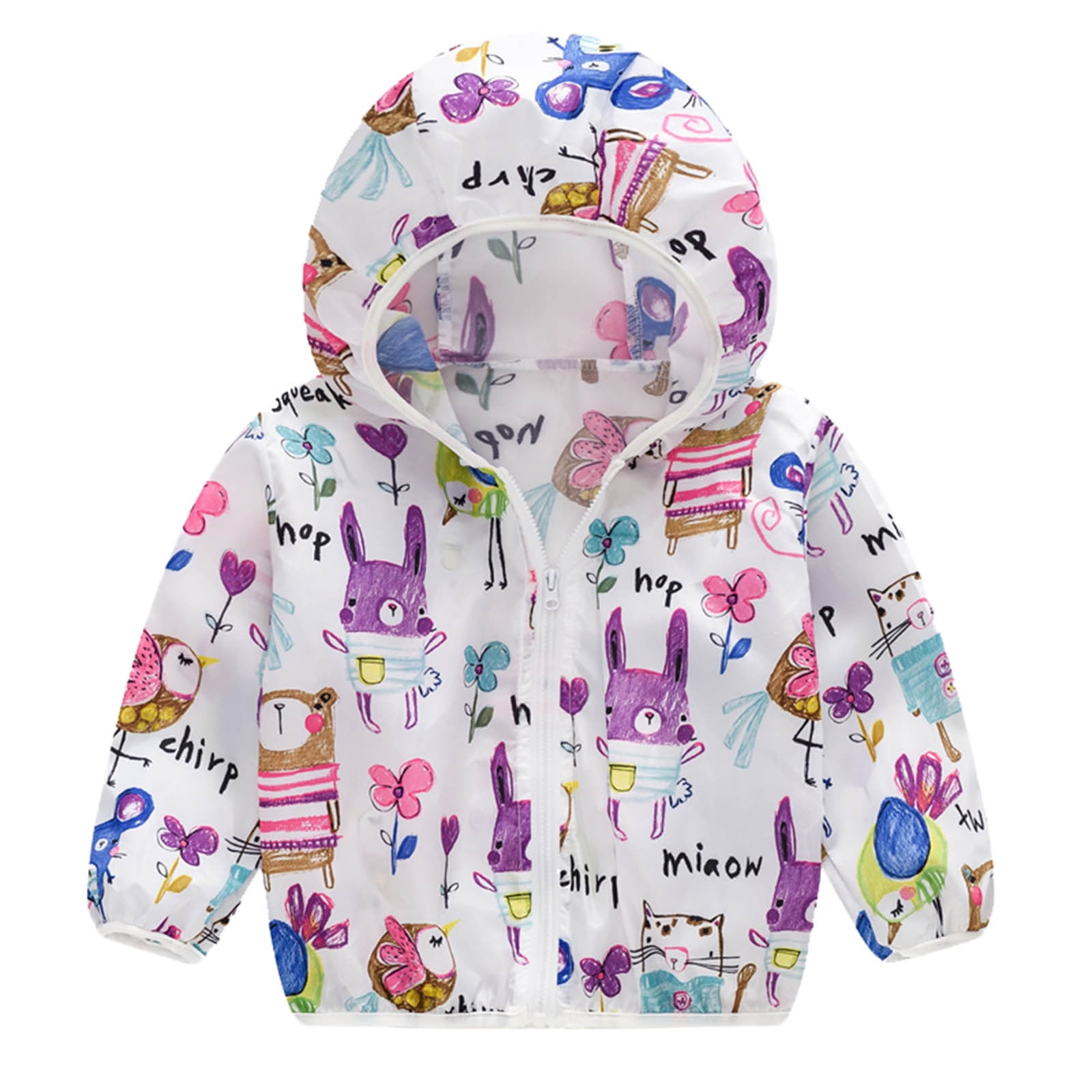 Binhe Toddler Boys Girls Jackets Printing Cartoon Hooded Outerwear