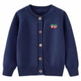thumbnail image 1 of Binhe Toddler Girls Cardigan Sweater Autumn/Winter Strawberry Print Solid Color Knitted Jacket Party Birthday School Cardigan with Buttons Fall Winter Clothes, 1 of 5
