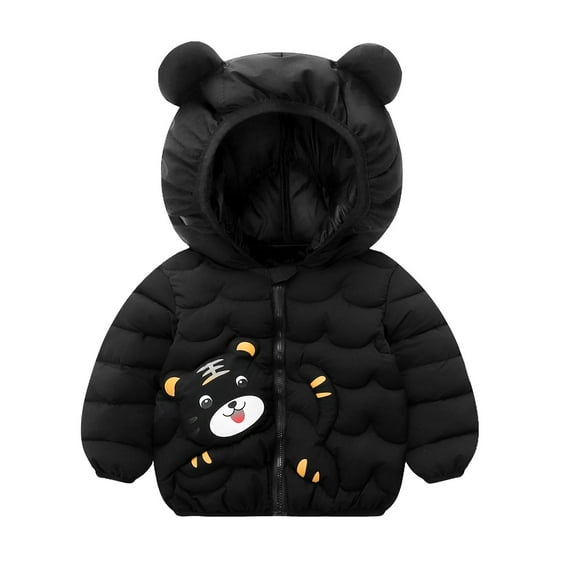 Binhe Toddler Kids Winter Down Alternative Coat with Cute Bear Ears Hooded Jacket Lightweight and Cartoon Design Perfect for 1 to 5 Years Old Baby Boys and Girls Ideal for 50°F-59°F Weather