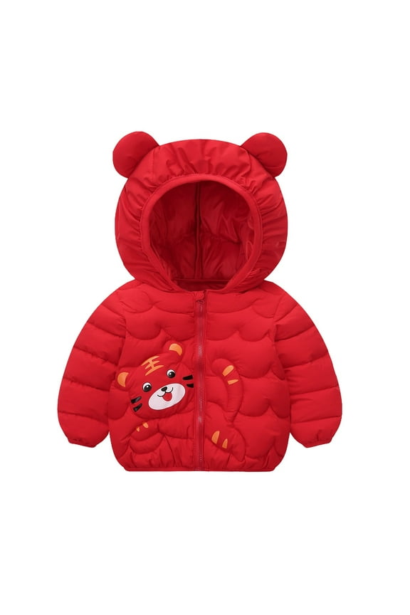 Toddler Kids Winter Down Alternative Coat with Cute Bear Ears Hooded Jacket Lightweight and Cartoon Design Perfect for 1 to 5 Years Old Baby Boys and Girls Ideal for 50°F-59°F Weather