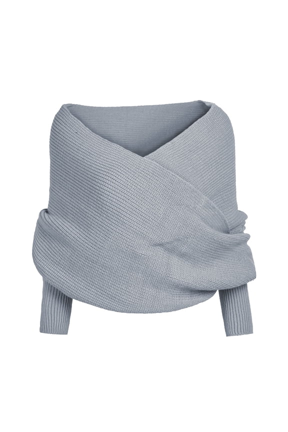 Women Solid Scarf Sleeve Crochet Knit Long Soft Winter Shawl with Knit Sweater Tops Scarf Fashion Elegant to Sleeve Wrap Winter
