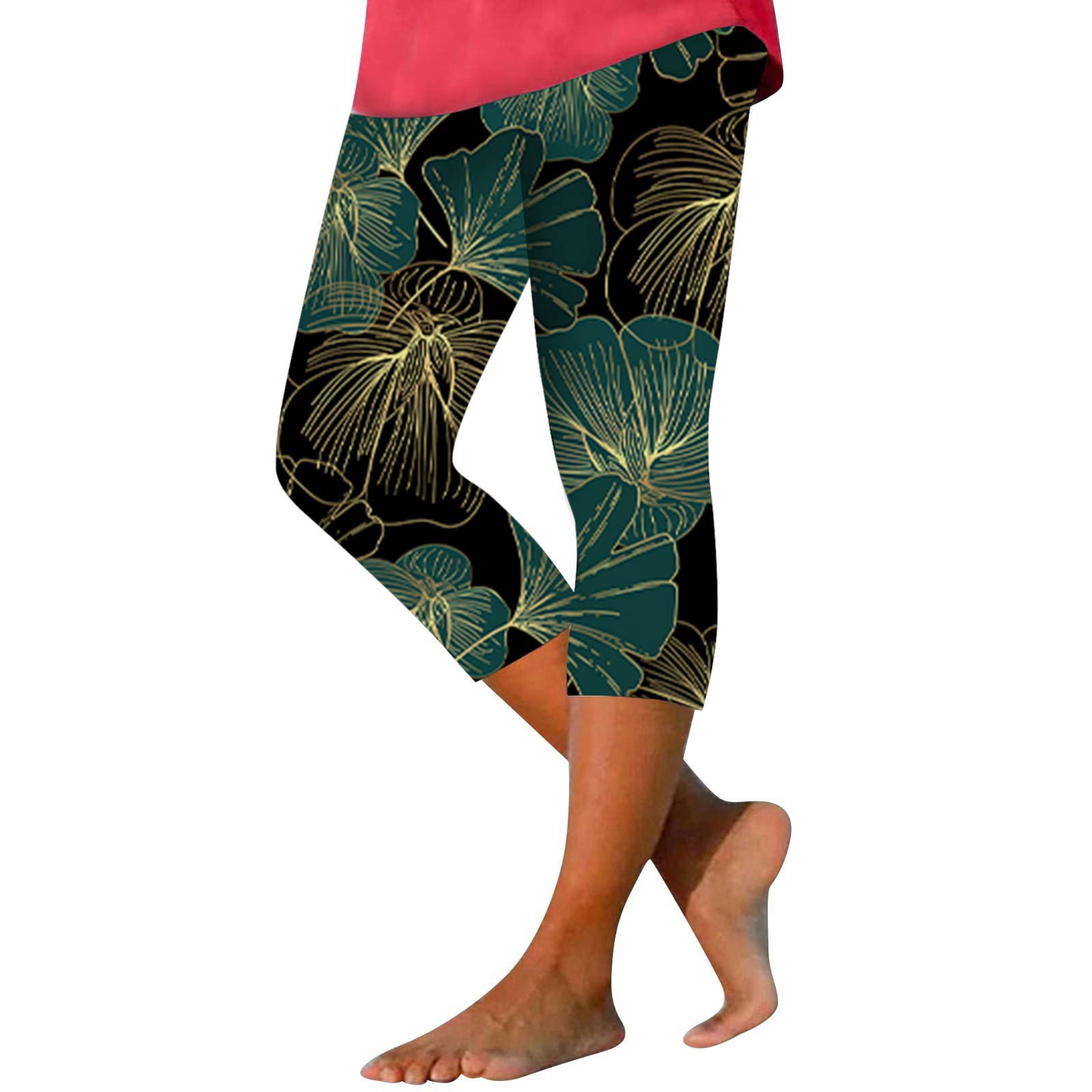 Binhe Women's Floral Print Capri Leggings Clearance High Waisted Yoga