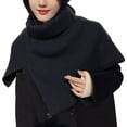 thumbnail image 1 of Binhe Women's Solid Color Slit High Collar Shawl Knitted Scarf Warm Pullover Woolen Scarf with Sweater Tops Scarf Shawl Wrap Scarf, 1 of 5
