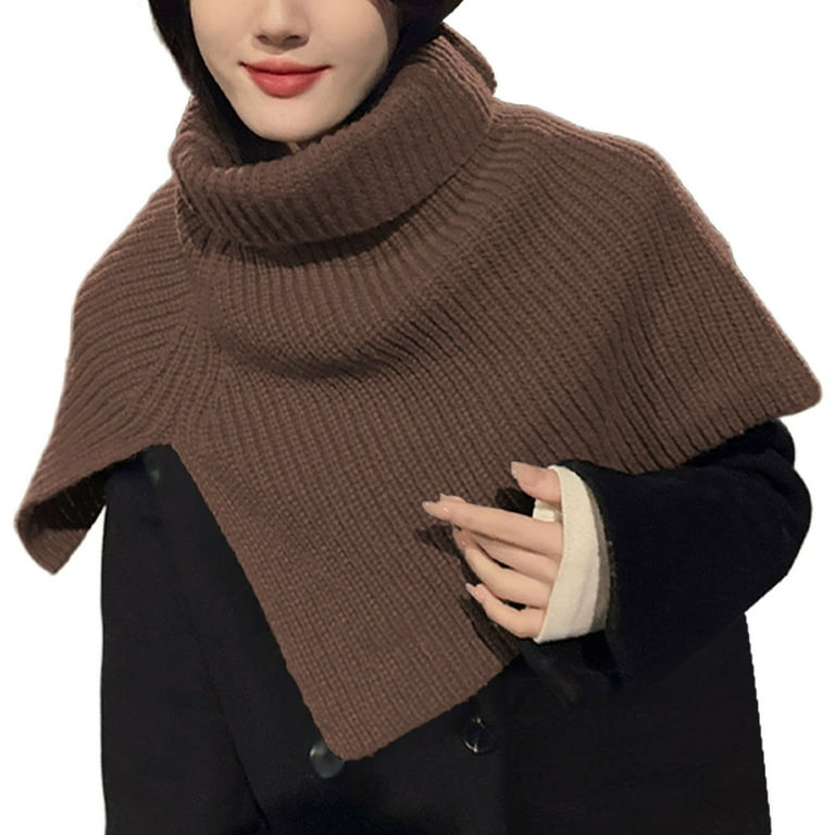 Binhe Women's Solid Color Slit High Collar Shawl Knitted Scarf