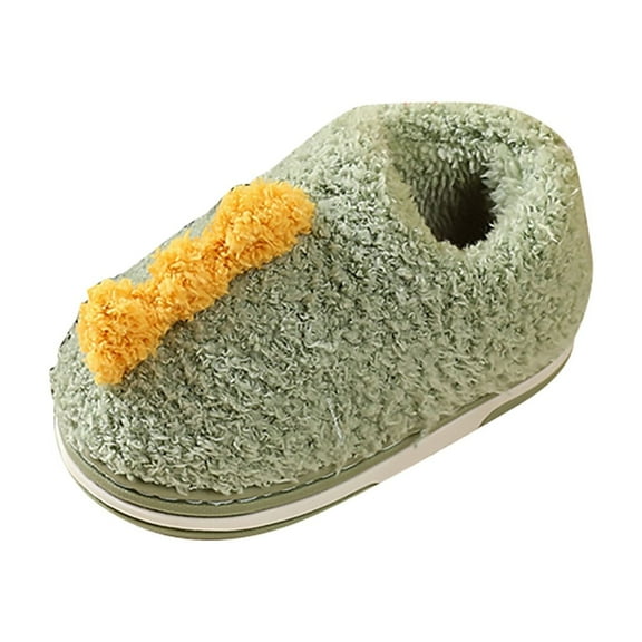 Binhe toddler Autumn and Winter Boys and Girls Slippers Flat Bottom Round toe Soft and Comfortable Warm Solid Color Dinosaur Shape with Comfortable and Soft for Heel Behind the Bag