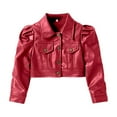 thumbnail image 1 of Binhe toddler Girl Long Sleeve Short Leather Jacket Motorcycle Jacket Casual PU Leather Coat for 2 to 8 Years Soft Lightweight Solid Color Autumn and Winter Long Sleeved Jacket, 1 of 2