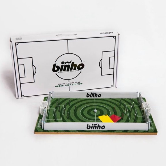 Binho Board Classic Board Game Circle Stripes Edition - 2-Player Fast-Paced Finger Flicker Pinball Family Board Game - Portable Tabletop Sports Game Set for Any Occasion