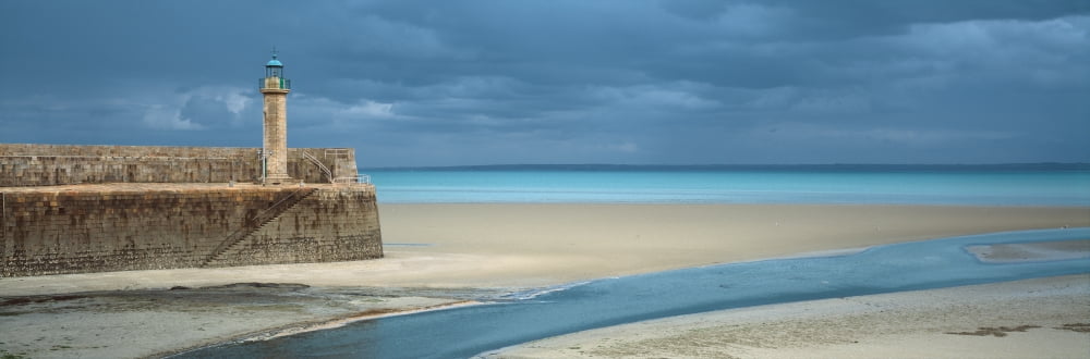 Binic harbor over the Baie de Saint-Brieuc Cotes-dArmor Brittany France Canvas Art - Panoramic Images (27 x 9)