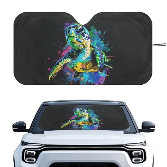 Binienty 1 Piece Car Windshield Sun Shade Sea Turtle UV-Blocking Sun Visor Foldable Car Front Window Sun Protector Universal Automobile Interior Sun Protection