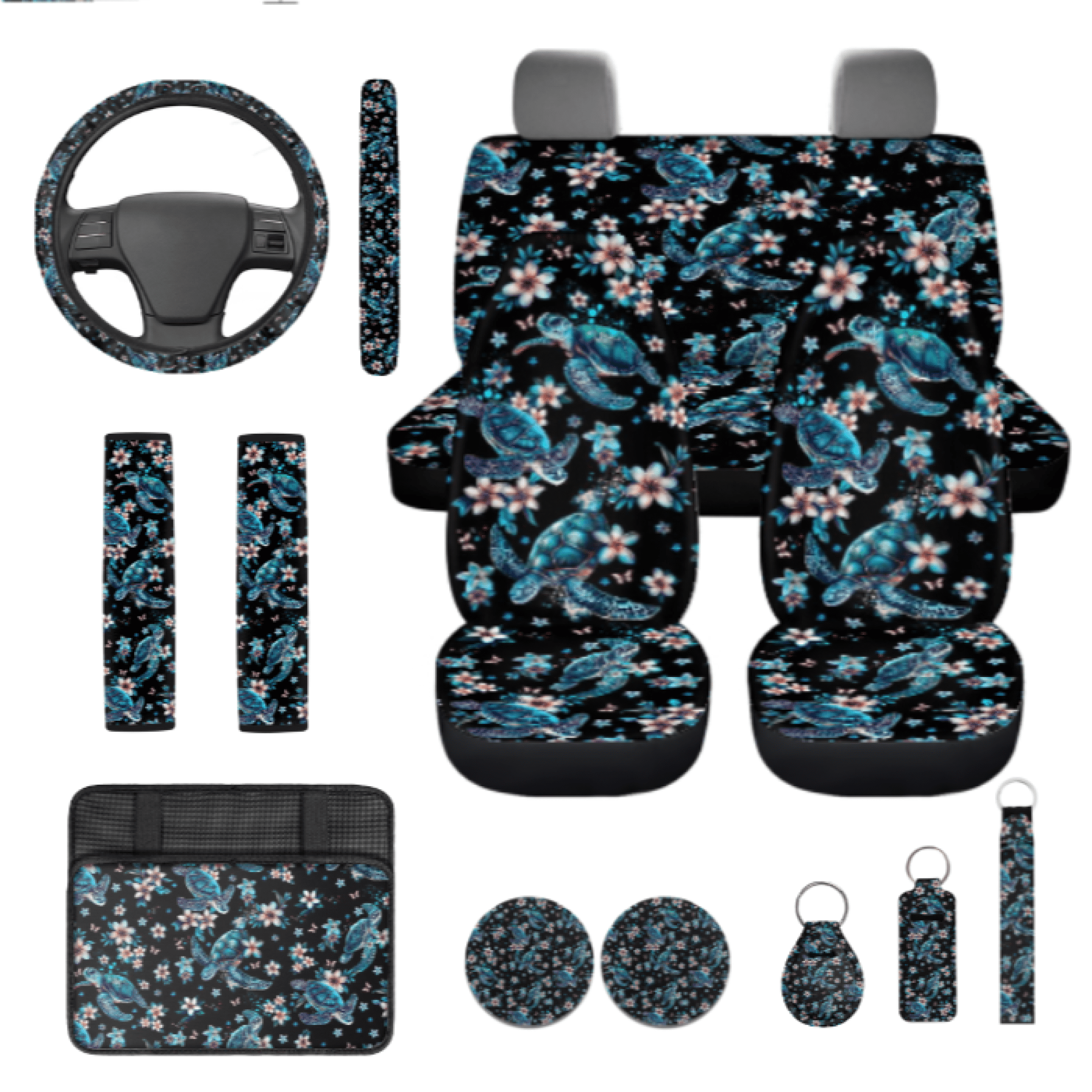 Binienty 13-Piece Turtle Car Seat Cover Full Set, Auto Accessories Easy ...
