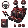 thumbnail image 1 of Binienty 14 PCS Car Seat Covers Full Set Day of The Death Auto Seat Covers With Matching Steering Wheel Cover Headrest Armerst Pad Automotive Interior Accessories for Women Girly Halloween Car Decor, 1 of 8