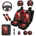 thumbnail image 1 of Binienty 14 Pack Automotive Seat Covers Front and Rear Full Set Gothic Skull and Red Rose Car Seat Covers Highback Bucket Seats Vehicle Bench Protectors with Armrest Cover Keychain Headrest Cover, 1 of 8