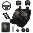 thumbnail image 1 of Binienty 14 Pack Boho Sun and Moon Auto Seat Covers Front and Rear with 15 Inch Steering Wheel Cover Headrest Covers Seat Belt Pads Armrest Pad Automotive Interior Set, 1 of 8