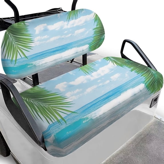 Binienty 2 Piece Golf Cart Seat Covers 2 Passenger Tropical Palm Tree Golf Car Seat Towel Covers for EZGO TXT RXV/Club Car DS Precedent All Weather Golfcart Seats Cover Kit