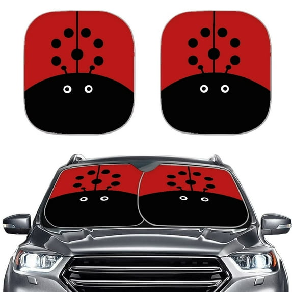 Binienty 2 Piece Sun Shade for Car Windshield Ladybug Windshield Sun Visor Foldable Automotive Sunshield Heat Reflector UV Rays Blocker Universal for Auto Truck Van SUV