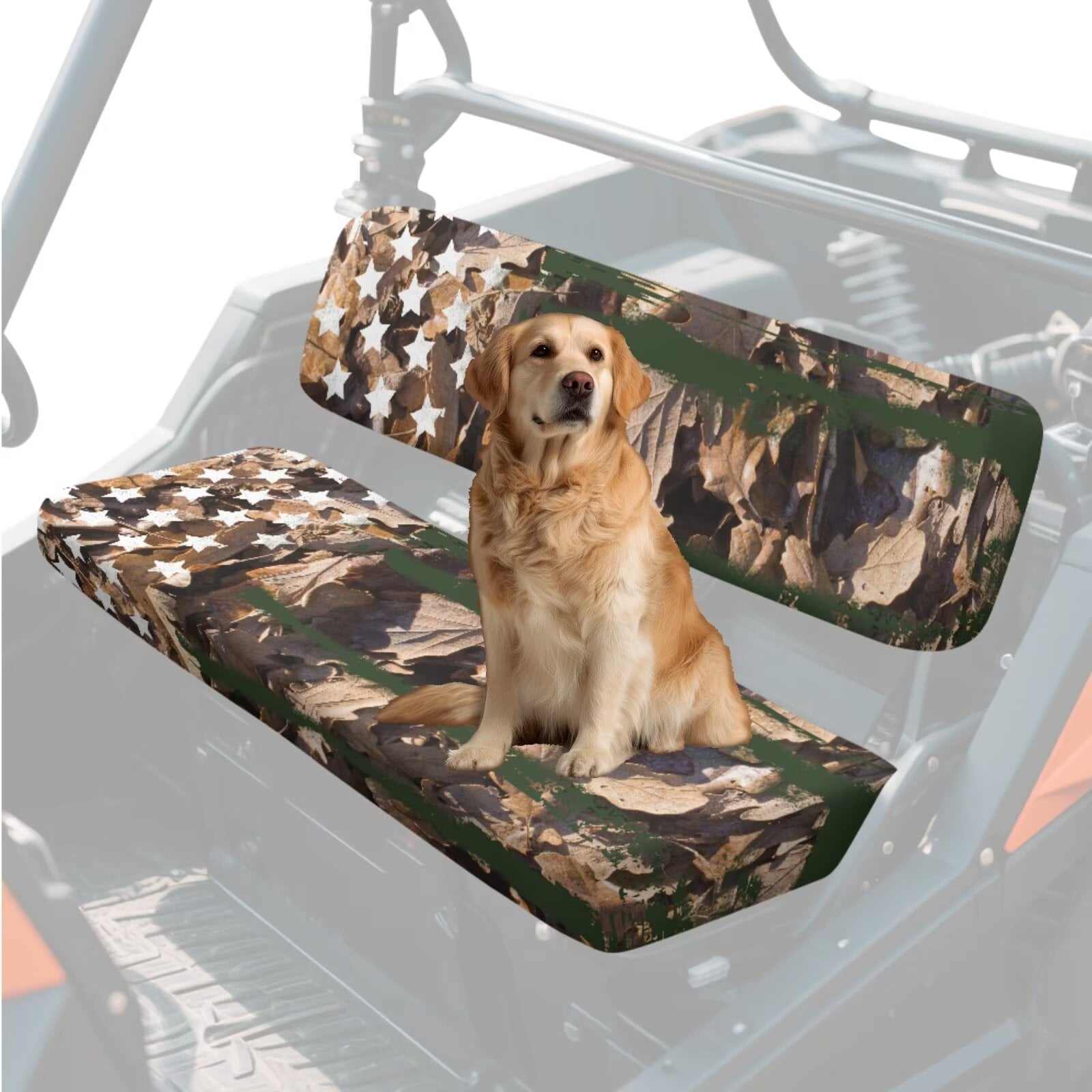 Binienty 2 Piece UTV Seat Cover Set American Flag Branch Camo UTV Front Seat Covers Compatible with Kawasaki Mule 300 3010 3020 4000 4010 2001-2023 2025 Patriotic Seats Cover for Mule Accessory Parts