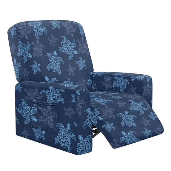 Binienty 4 Pack Turtle Recliner Chair Slipcover, Side Pocket Recliner Chair Covers with Storage Pockets High Elastic Reclining Sofa Cover for Home Living Room