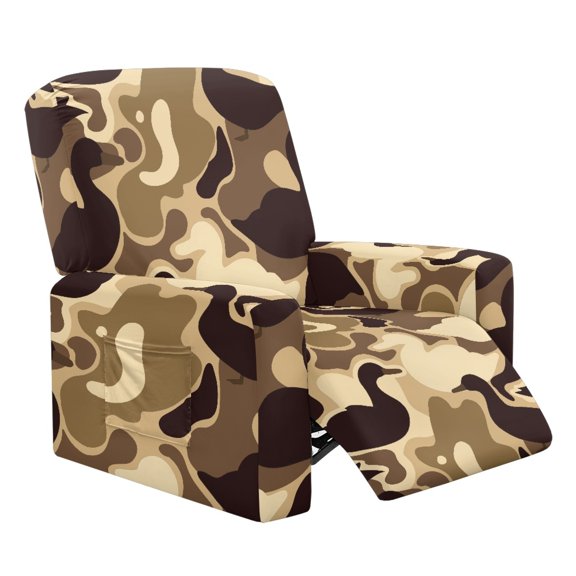 Binienty 4 Pcs Duck Silhouette Camouflage Recliner Chair Covers, Washable Recliner Chair Slipcover Anti Spill Non Slip Furniture Guard for Office Apartment