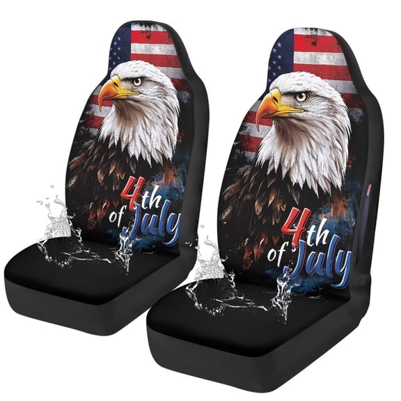 Binienty American Flag Auto Seat Covers Front Seats Stretchy Fabric Bald Eagle Car Seat Covers Airbag Safe for Cars SUV Truck Van Patriotic Car Accessories