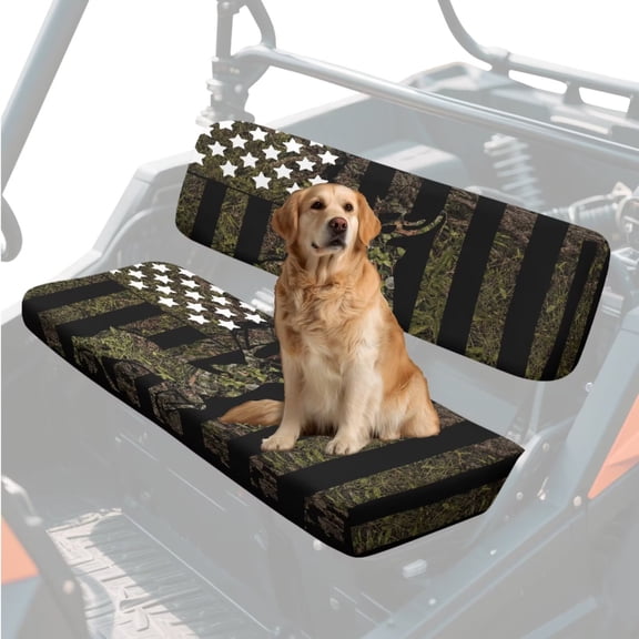 Binienty American Flag Elk UTV Neoprene Seat Covers for Kawasaki Mule 3000 2001-2004/4010 4x4 2022-2025, Comfortable Dustproof Non-Slip UTV Seat Cushion Cover Protection Accessories