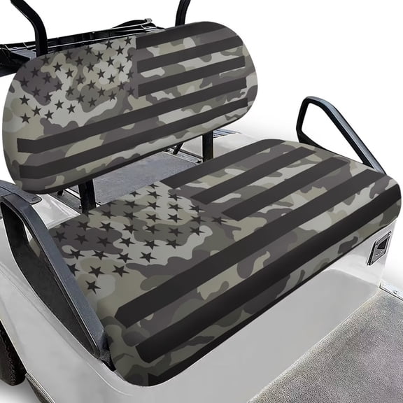 Binienty American Flag Golf Cart Seat Towel Covers for Front Seats, Grey Camo Club Car Golf Cart Seat Covers Universal Accessories for Golfcart Cushion Blanket