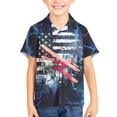 thumbnail image 1 of Binienty American Flag Helicopter Button Down Shirt For Boys Breathable Boys Button Up Blouse Comfy Trendy Cuban Collar Shirt Lightweight Kids Tropical Clothes, 1 of 7
