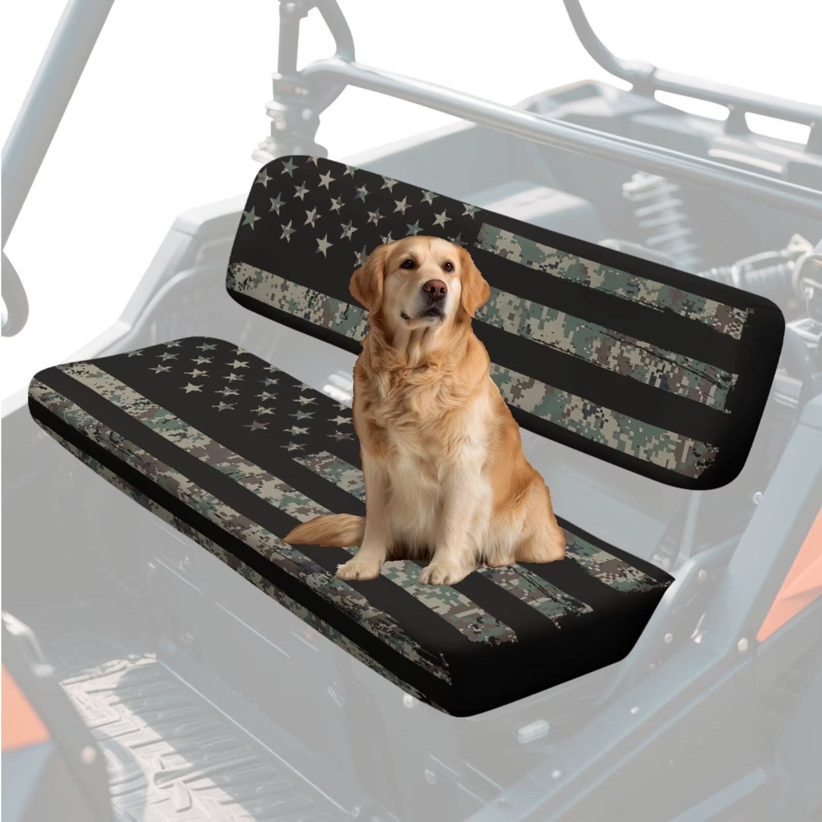 Binienty American Flag UTV Front Seat Covers Elastic Full Protection Easy to Install UTV Seat Protector for Kawasaki Mule 3000 3010 3020, Front Seat Only