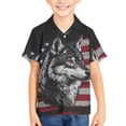 thumbnail image 1 of Binienty American Flag Wolf Hawaiian Shirt Boys Breathable Boys Button Up Tropical Shirt Thin Casual Cuban Collar Top Comfortable Youth Hawaii Outfits, 1 of 7