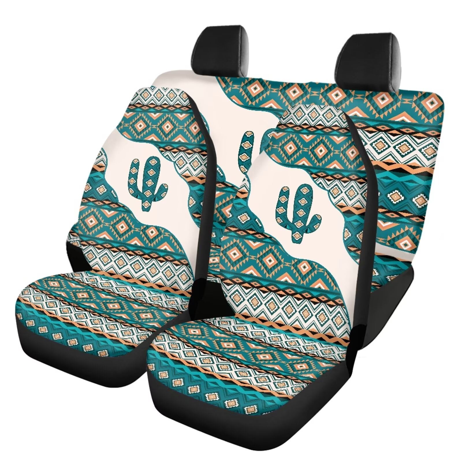 Binienty Aztec Cactus Car Seat Cover 4 Sets, Auto Universal Interior ...