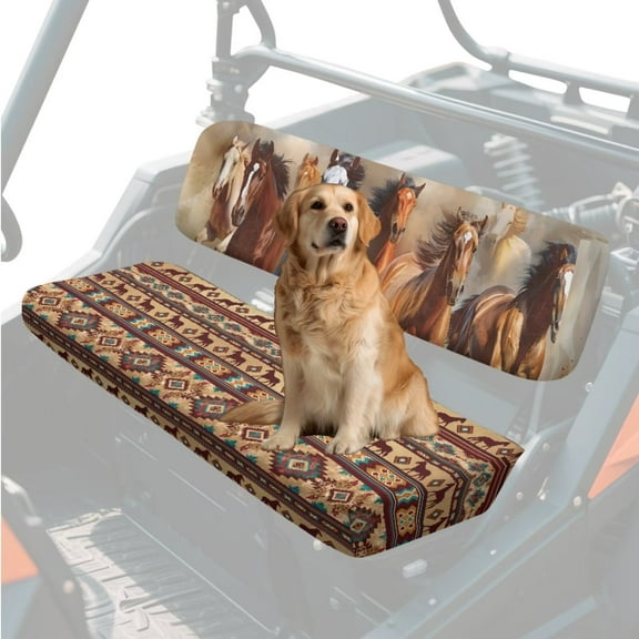 Binienty Aztec Horse UTV Front Seat Covers Compatible With Kawasaki Mule 3000 3010 3020, Elastic Anti-scratch Full Protection UTV Seat Protector for Mule 4000 2020-2023, Front Seats Only