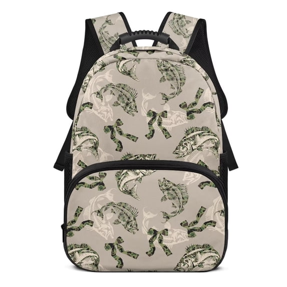 Binienty Bass Fish Camo Bow Backpack for Girls 8-10 Large Capacity Lightweight School Backpack with Side Pockets Kids Back Pack Back to School Gifts for Kids