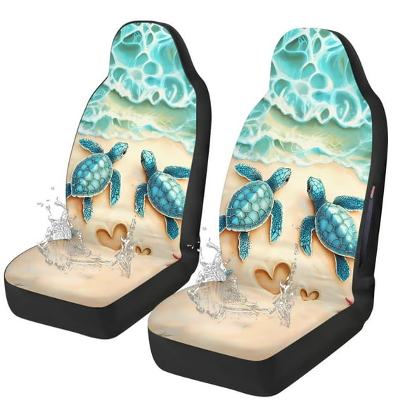 Binienty Beach Sea Turtle Car Seat Covers Front Seats Airbag Compatible Waterproof Auto Seat Protectors Universal Non-Slip Vehicle Seat Covers for SUV Truck Van Sedan