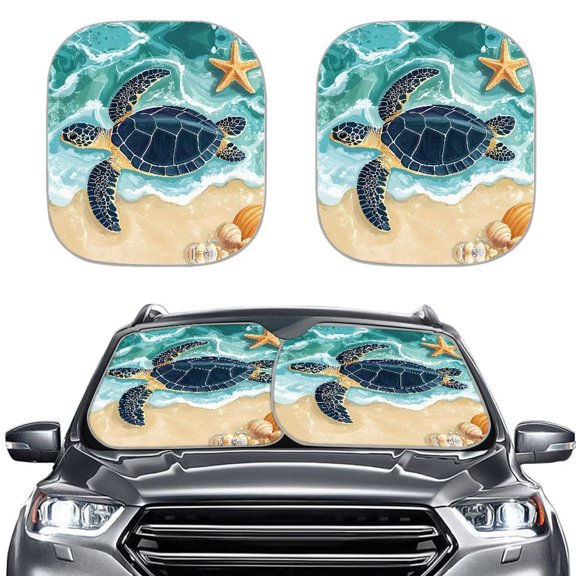 Binienty Beach Sea Turtle Windshield Sun Shade Foldable Automotive Front Windshield Sunshades Easy to Install Sun Visor for Car Window Auto Interior UV Protection