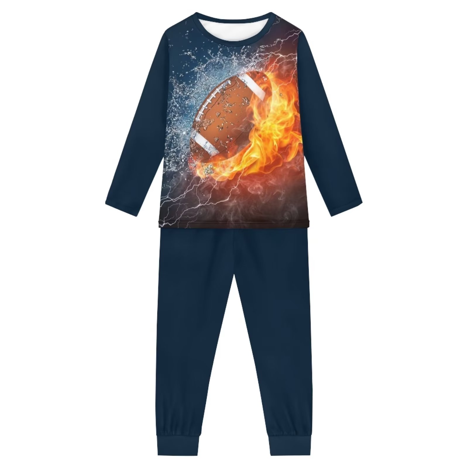 Binienty Big Kid Night Sleepwear Boys Lightning Rugby Home Life