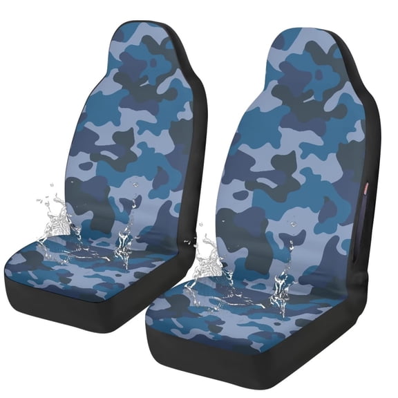 Binienty Blue Camouflage Car Seat Covers Front Seats Airbag Compatible Stretchy Fabric Car Seat Covers for Cars SUV Truck
