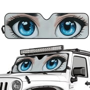 Binienty Blue Eyes Windshield Sun Shade for Jeep Wrangler TJ 1997-2006 Funny Sunshade For Car Windshield Foldable Cute Sunblock Reflective UV-Blocking Window Shades for Jeep Wrangler Tj Accessories