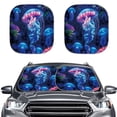 thumbnail image 1 of Binienty Blue Jellyfish Sunshade Visor 2-Piece Foldable Car Windshield Sun Shade Sun Shade for UV Protection Auto Interior Protector Easy Installation Fit Most Car, Truck, Suv, or Van, 1 of 5