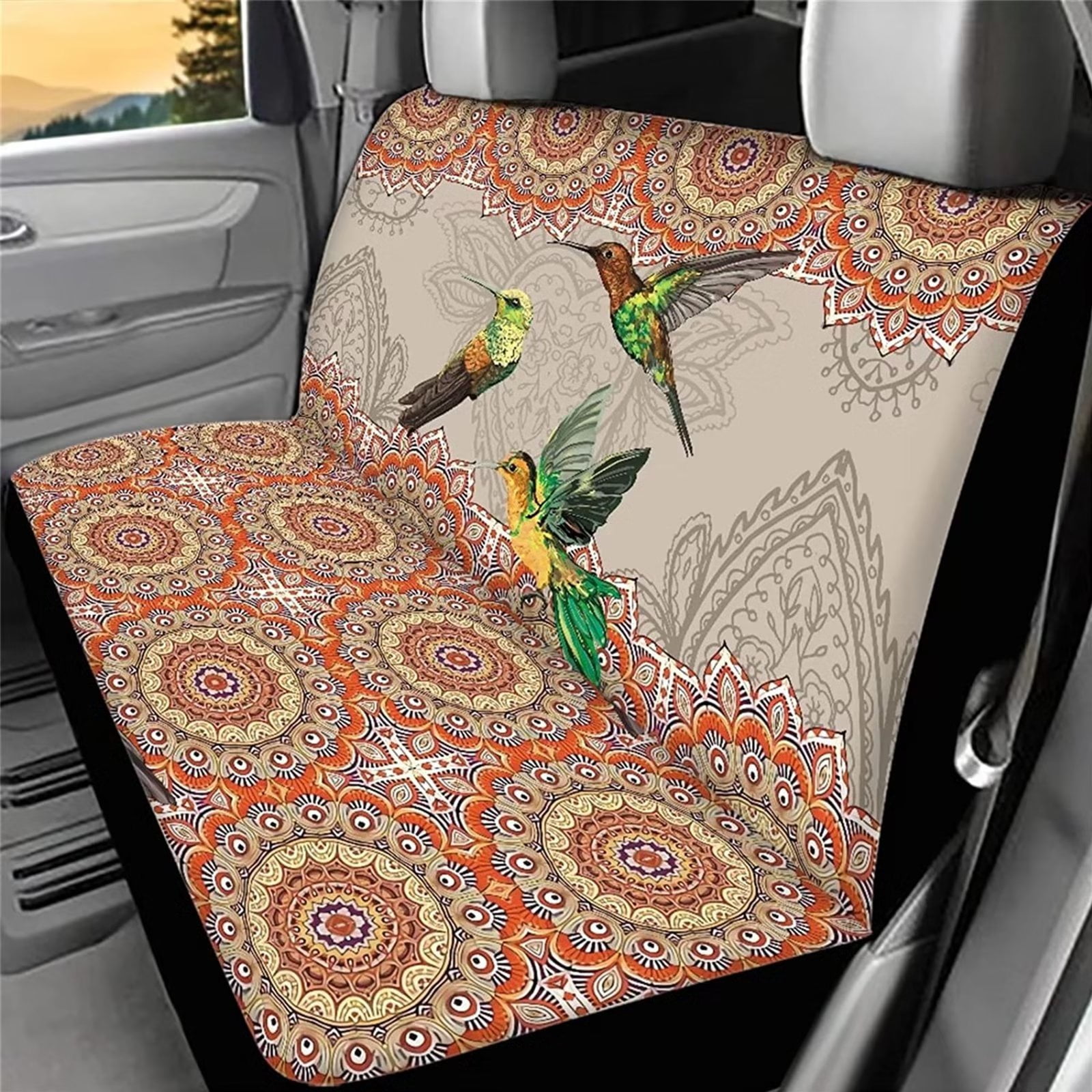 Binienty Boho Car Accessories Hummingbird Bench Seat Covers for Trucks