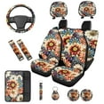 thumbnail image 1 of Binienty Boho Dahlia Floral Car Seat Covers Full Set Universal Automotive Seat Covers with Steering Wheel Cover Stretchy Armrest Pad Removable Headrest Pad Cloth Cover Washable Car Interior Set of 14, 1 of 8