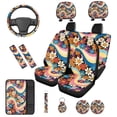 thumbnail image 1 of Binienty Boho Hippie Automotive Seat Covers Full Set for Women Girly Car Interior Decor Car Seat Covers with Steering Wheel Cover Headrest Cover Easy to Install Automotive Accessories, 14 Pack, 1 of 8