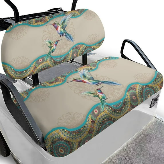 Binienty Boho Hummingbird Club Car Golf Cart Seat Cover Front Only Soft Cozy Golf Cart Seat Covers Kit 2 Pieces Universal for Most 2 Passenger Club Car